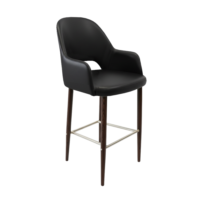 Bourbon 750mm Barstool - Black Vinyl with Wenge Round Legs