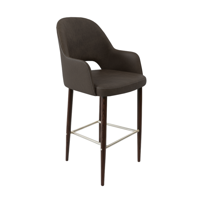 Bourbon 750mm Barstool - Charcoal Fabric  with Wenge Round Legs