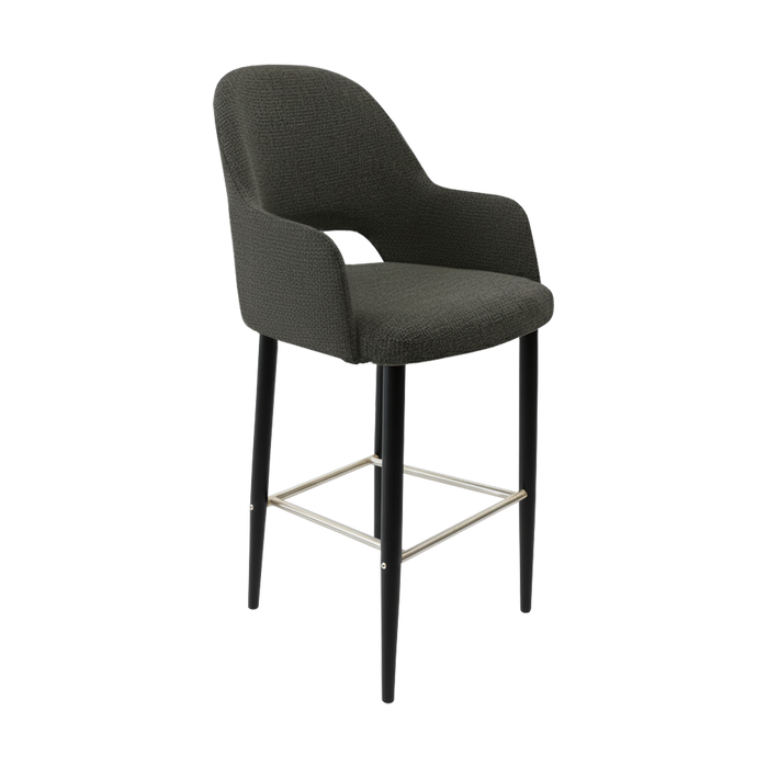 Bourbon 750mm Barstool - Anthracite Fabric with Black Round Legs
