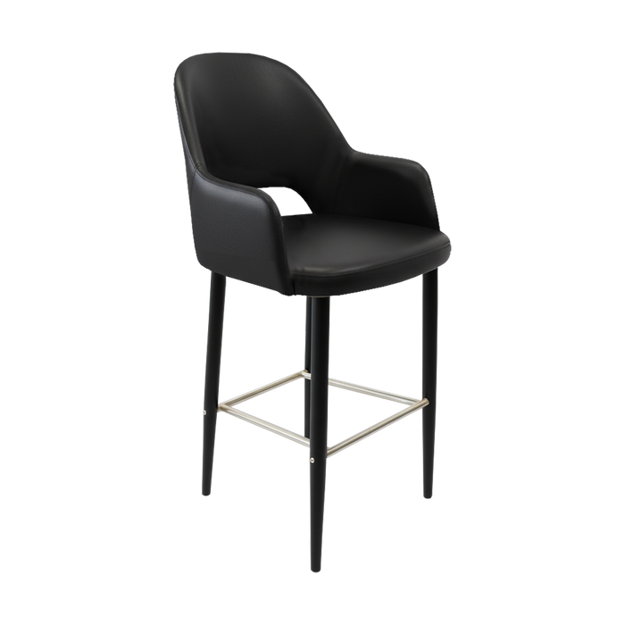 Bourbon 750mm Barstool - Black Vinyl with Black Round Legs