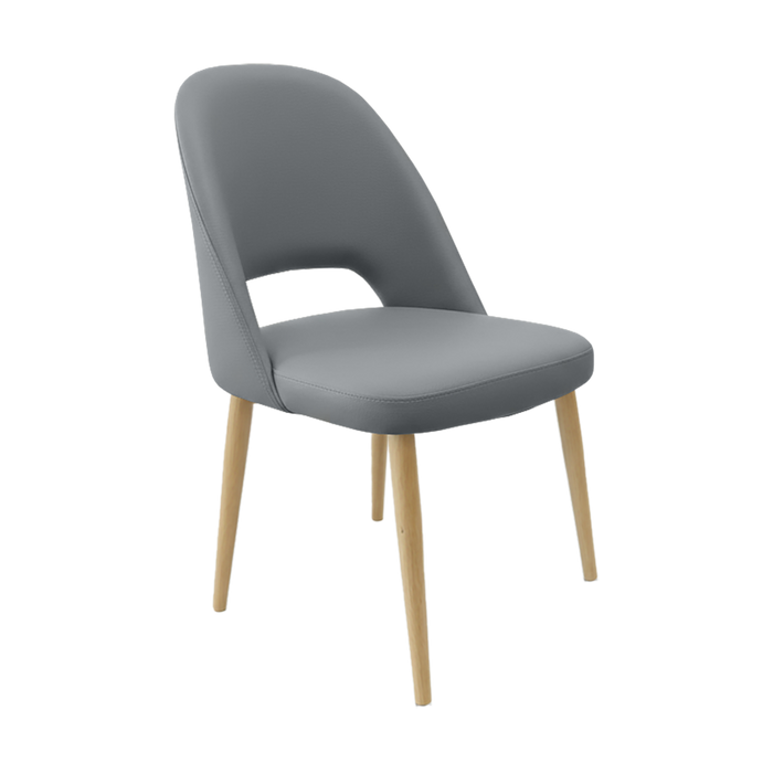 Crescent Chair - Stone Vinyl with Oak Round Legs