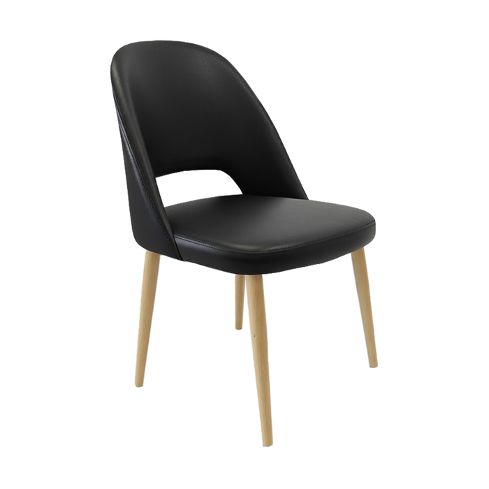 Crescent Chair - Black Vinyl with Oak Round Legs
