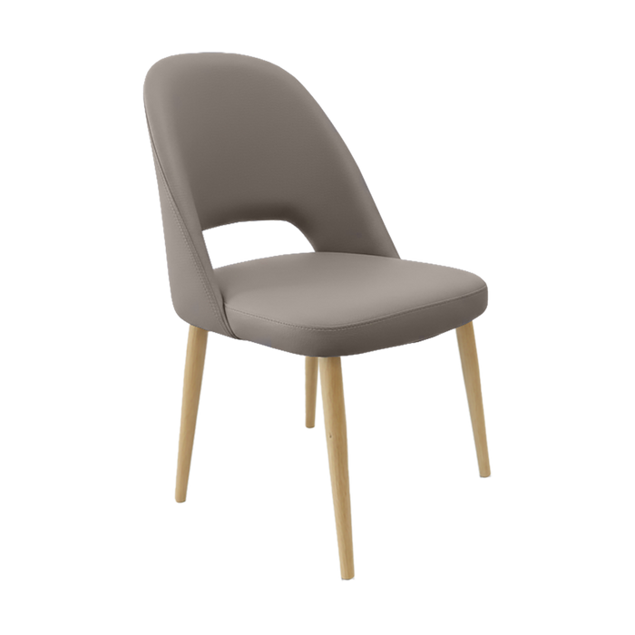 Crescent Chair - Nougat Vinyl with Oak Round Legs