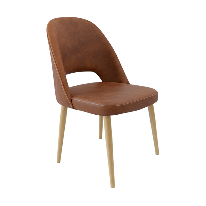 Crescent Chair - Tan with Oak Round Legs