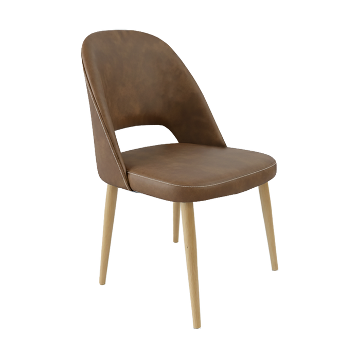 Crescent Chair - Mocha Fabric with Oak Round Legs
