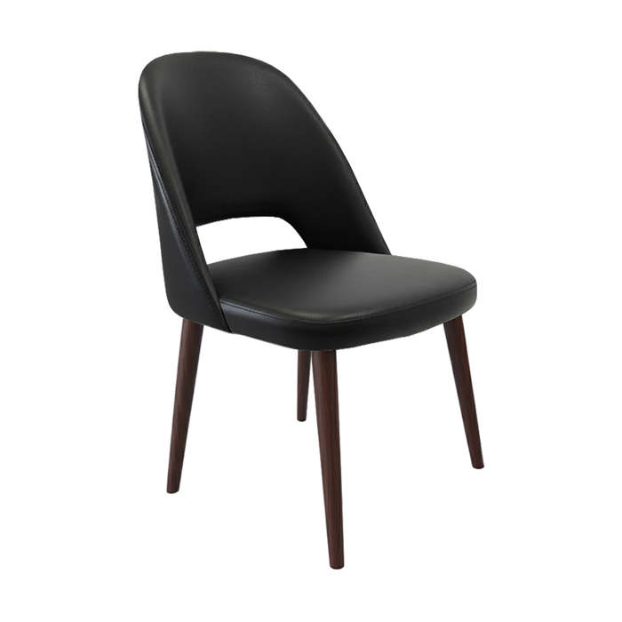 Crescent Chair - Black Vinyl with Wenge Round Legs