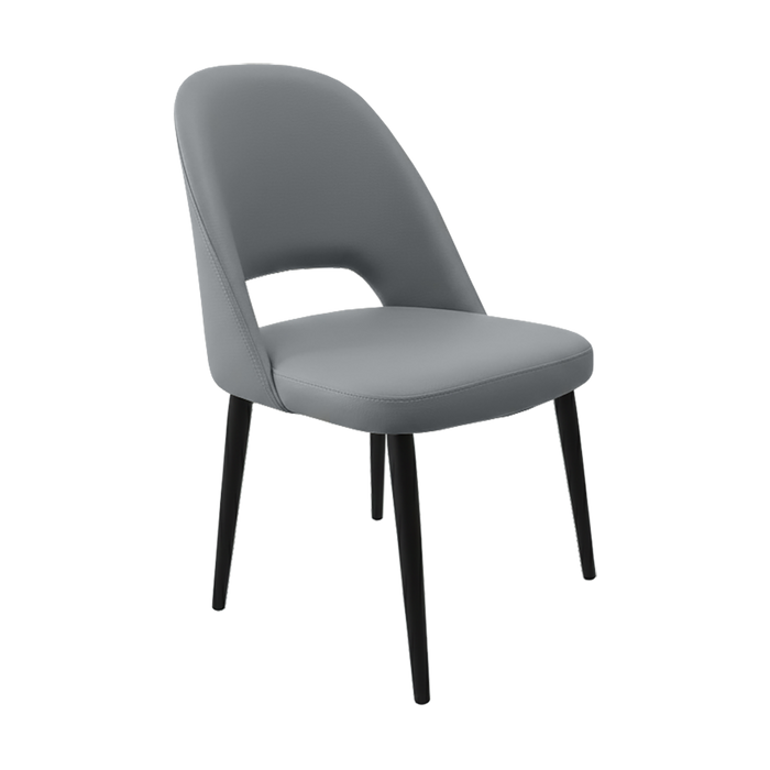 Crescent Chair - Stone Vinyl with Black Round Legs