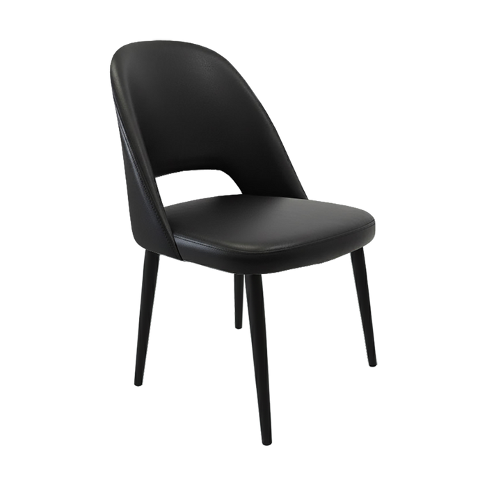 Crescent Chair - Black Vinyl with Black Round Legs