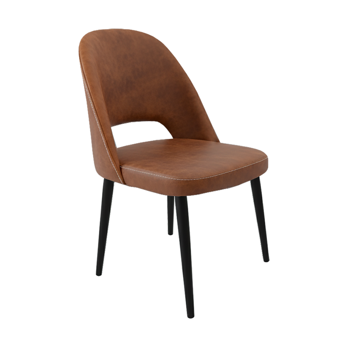 Crescent Chair - Tan Fabric with Black Round Legs