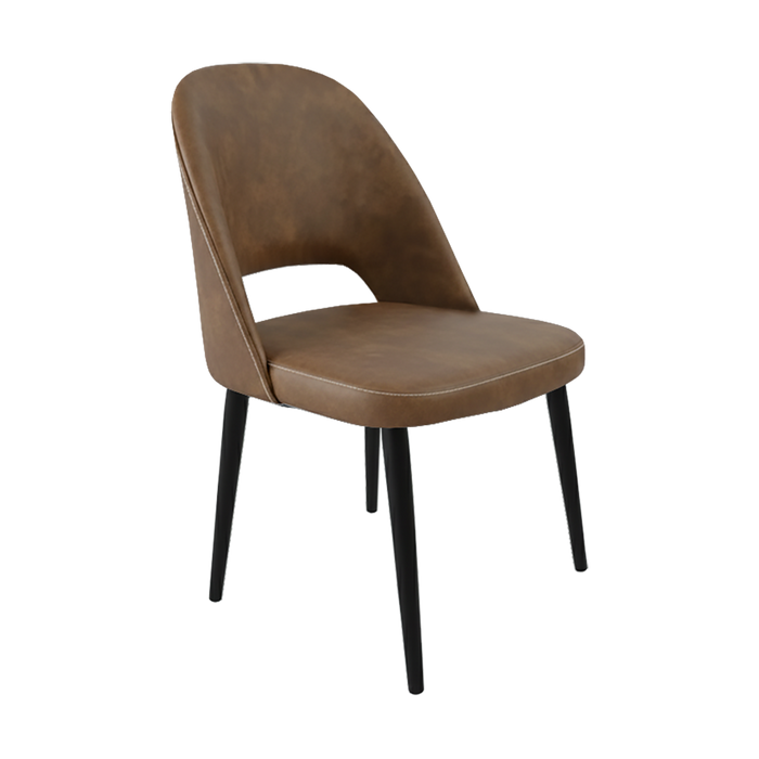 Crescent Chair - Mocha Fabric with Black Round Legs
