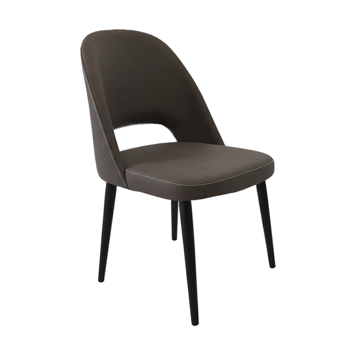 Crescent Chair - Charcoal Fabric  with Black Round Legs