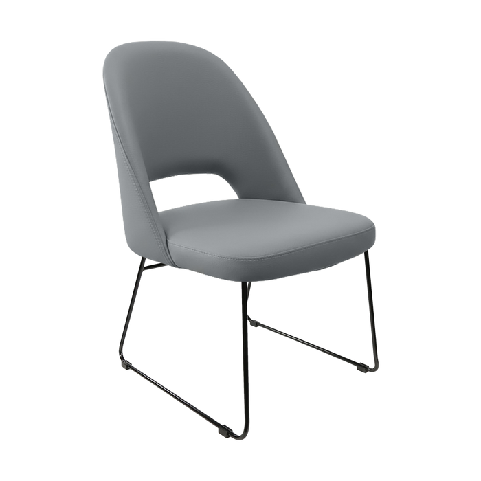 Crescent Chair - Stone Vinyl with Sled Base