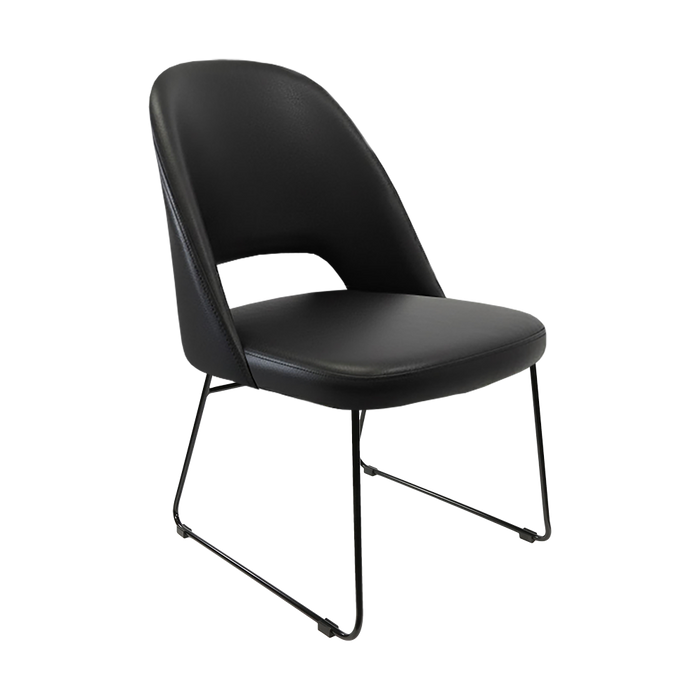 Crescent Chair - Black Vinyl with Sled Base