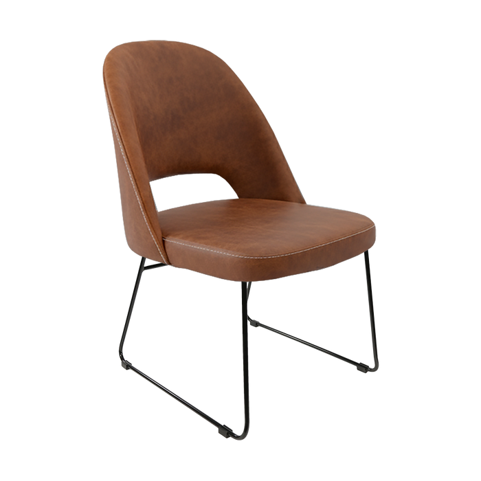Crescent Chair - Tan Fabric with Sled Base