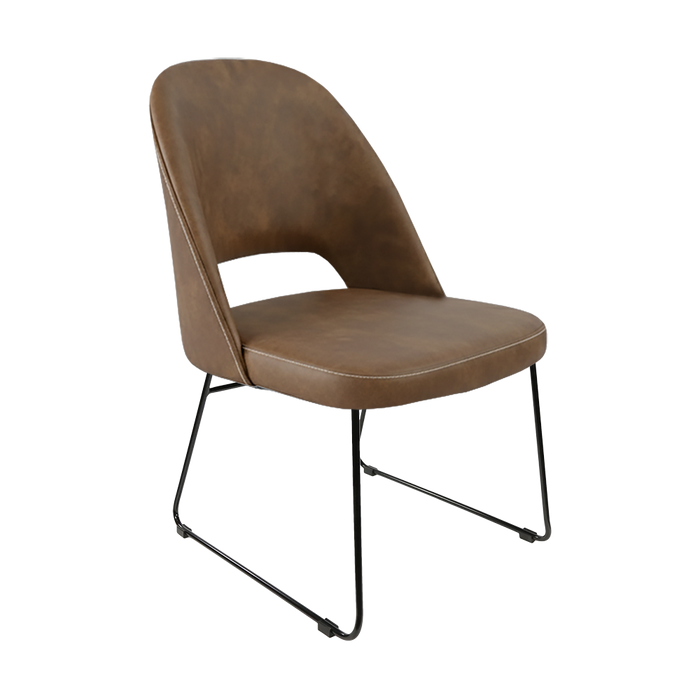 Crescent Chair - Mocha Fabric with Sled Base