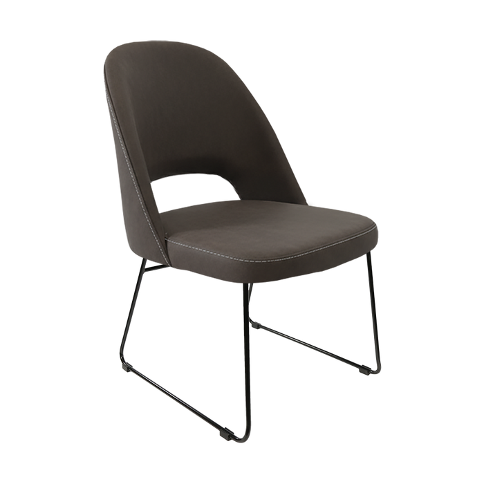 Crescent Chair - Charcoal Fabric  with Sled Base
