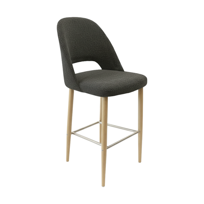 Crescent 750mm Barstool - Anthracite Fabric with Oak Round Legs