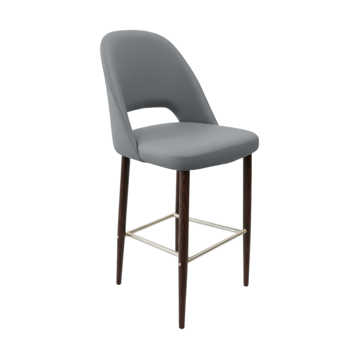 Crescent 750mm Barstool - Stone Vinyl with Wenge Round Legs