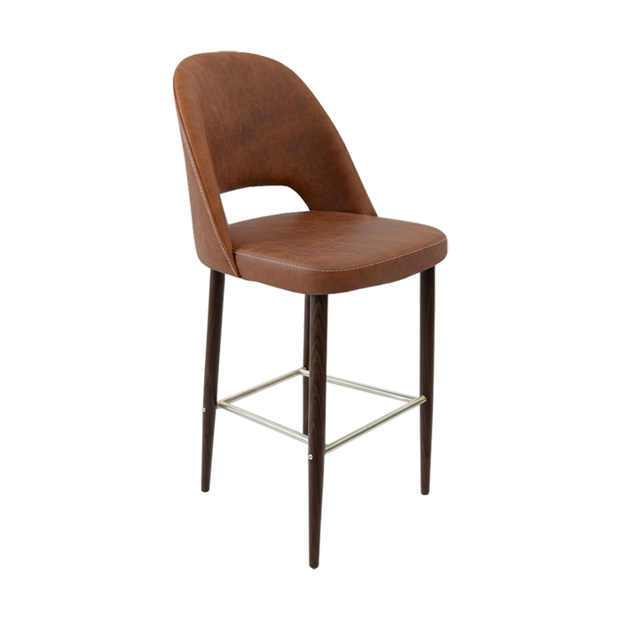 Crescent 750mm Barstool - Tan with Wenge Round Legs