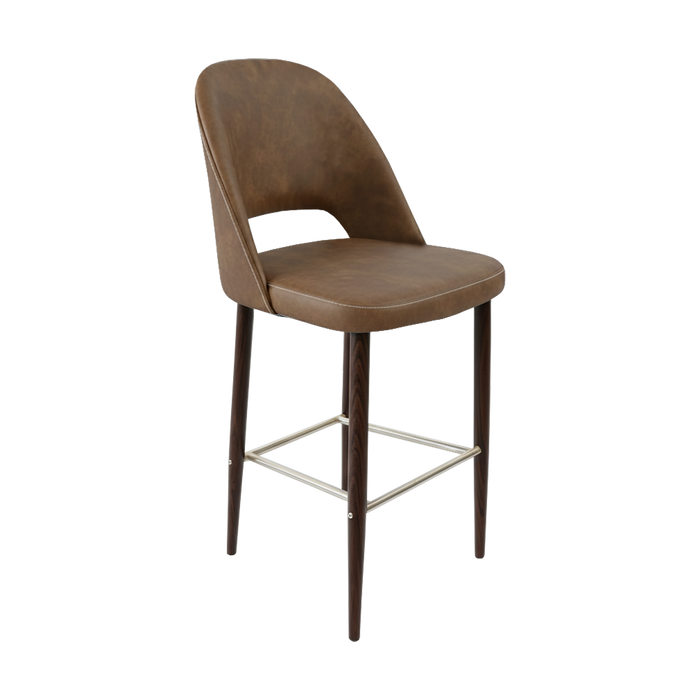 Crescent 750mm Barstool - Mocha Fabric with Wenge Round Legs
