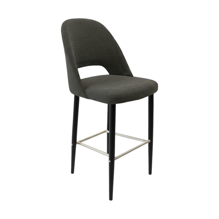Crescent 750mm Barstool - Anthracite Fabric with Black Round Legs