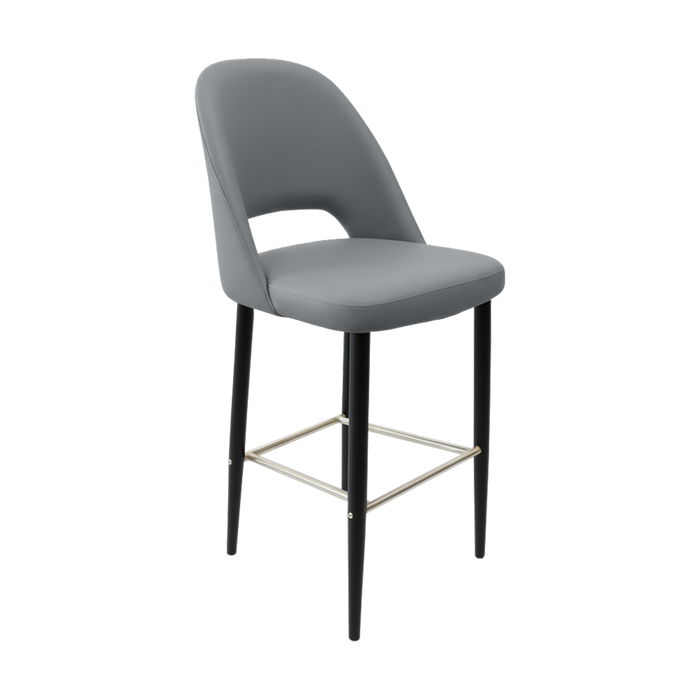 Crescent 750mm Barstool - Stone Vinyl with Black Round Legs