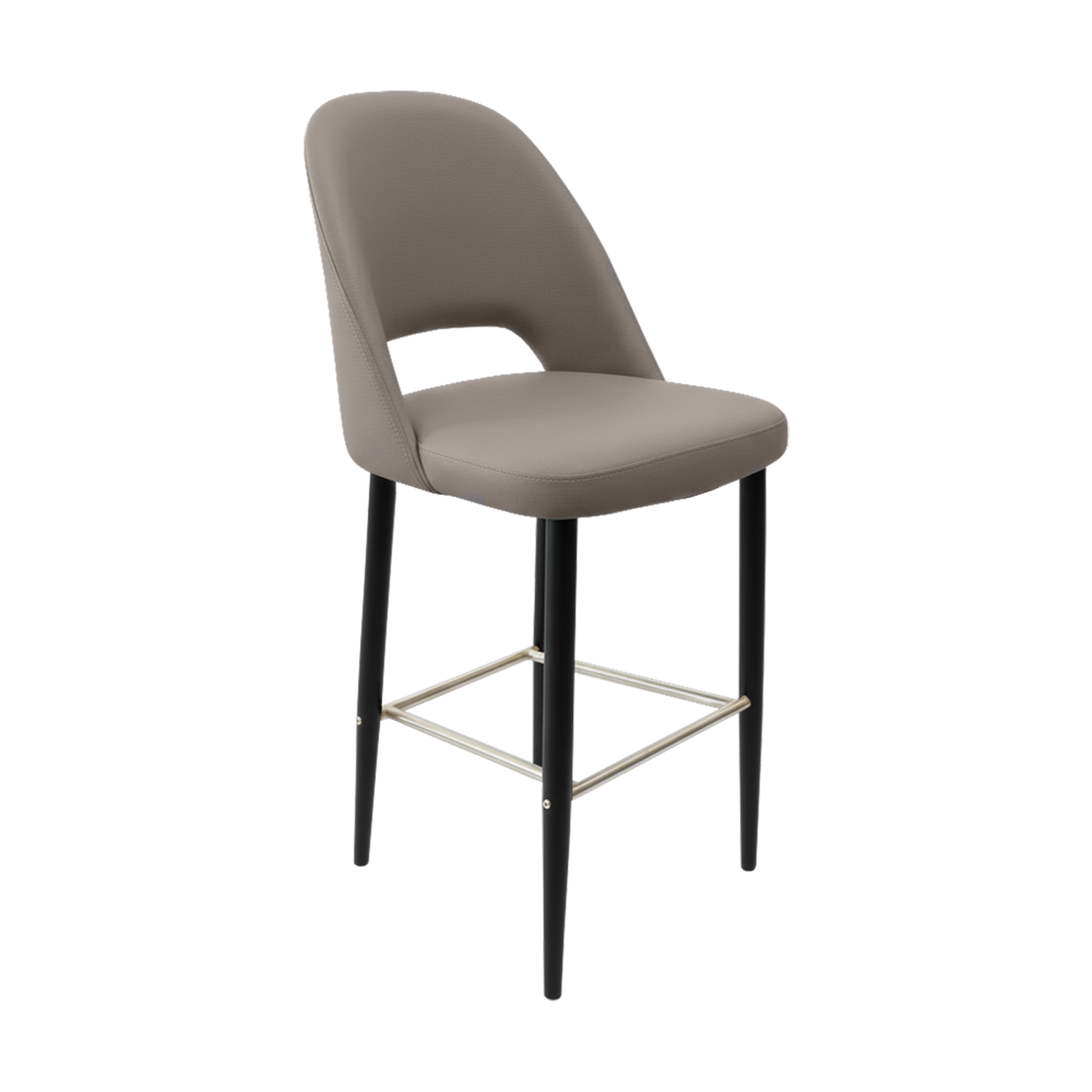 Crescent 750mm Barstool - Nougat Vinyl with Black Round Legs