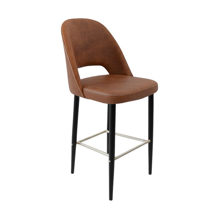 Crescent 750mm Barstool - Tan with Black Round Legs