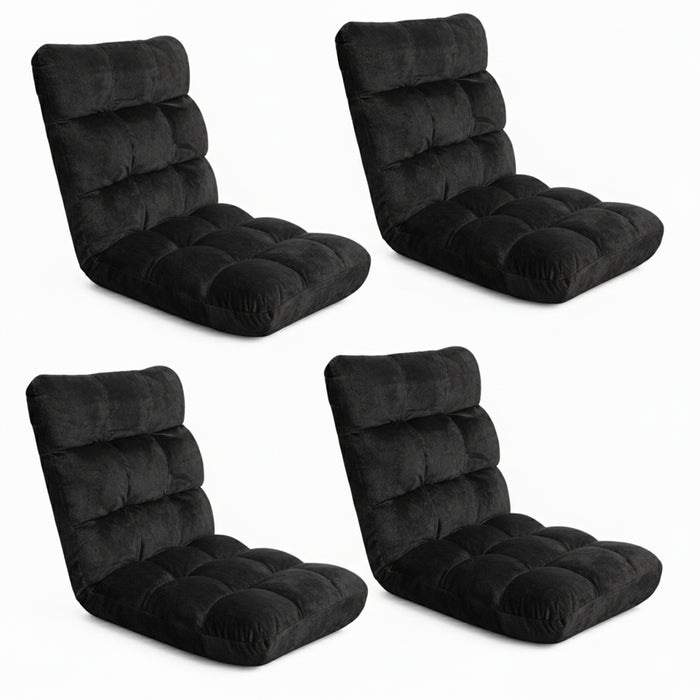 Artiss 4X Lounge Sofa Bed Flannel Fabric Black