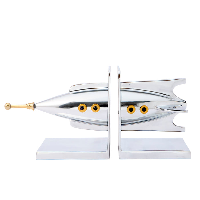 Aluminium Rocket Ship Bookends