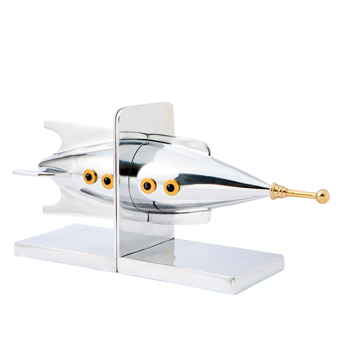 Aluminium Rocket Ship Bookends