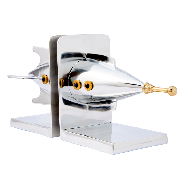Aluminium Rocket Ship Bookends