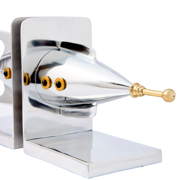 Aluminium Rocket Ship Bookends