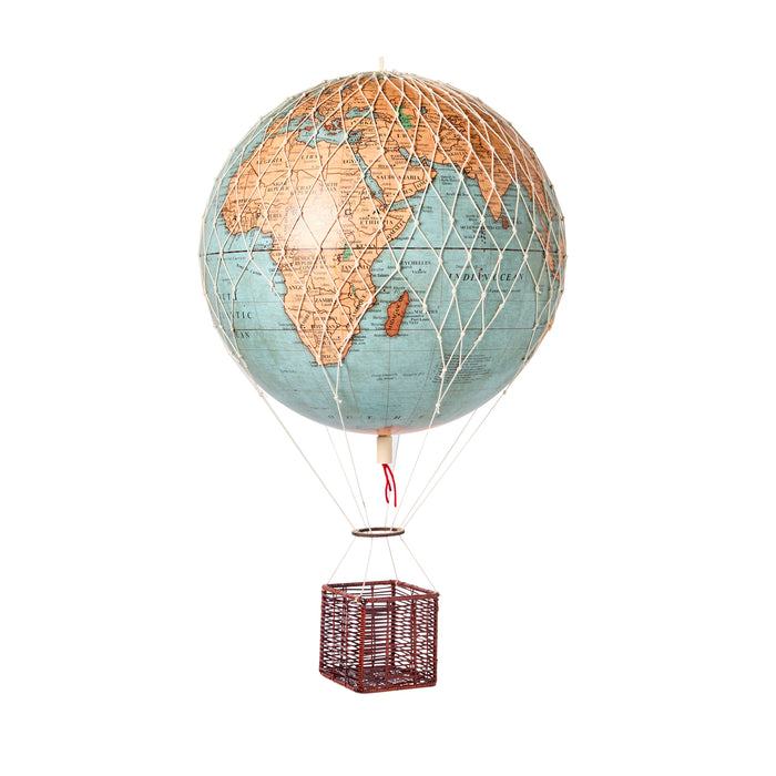 Hot Air Balloon, 30cm, Vintage Blue Globe - Wicker