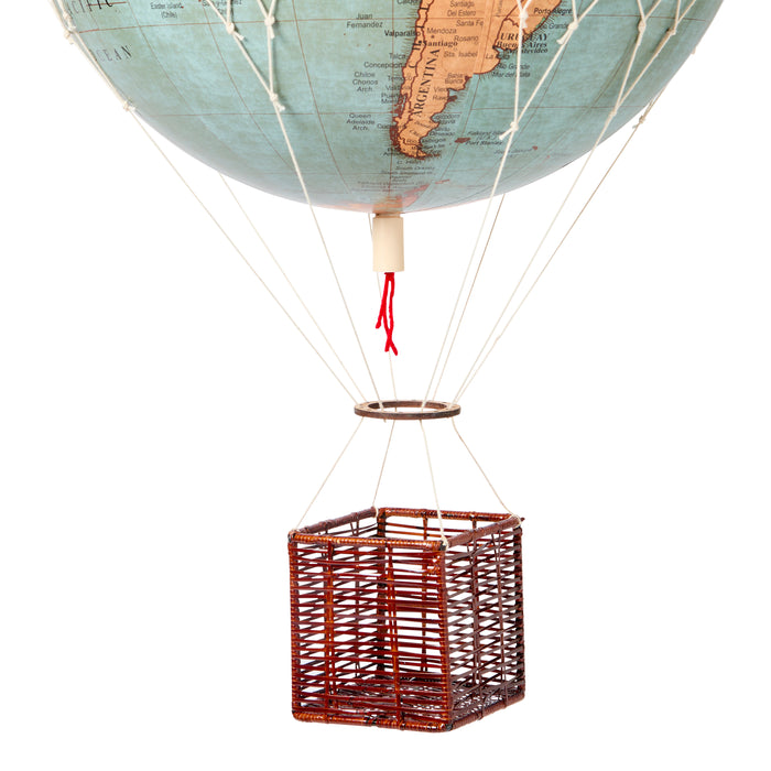 Hot Air Balloon, 30cm, Vintage Blue Globe - Wicker