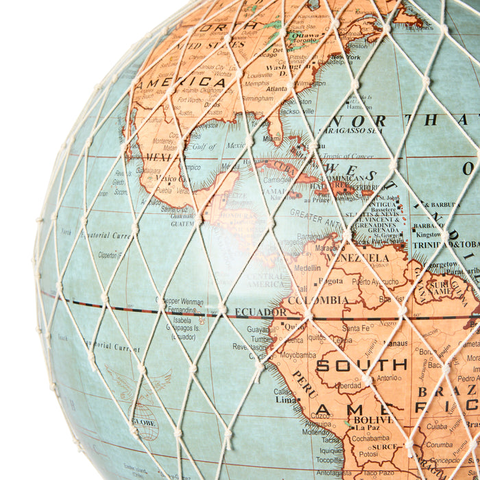 Hot Air Balloon, 30cm, Vintage Blue Globe - Wicker