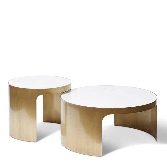 Sena Coffee Table Tall - White/Gold, 42cm (H)
