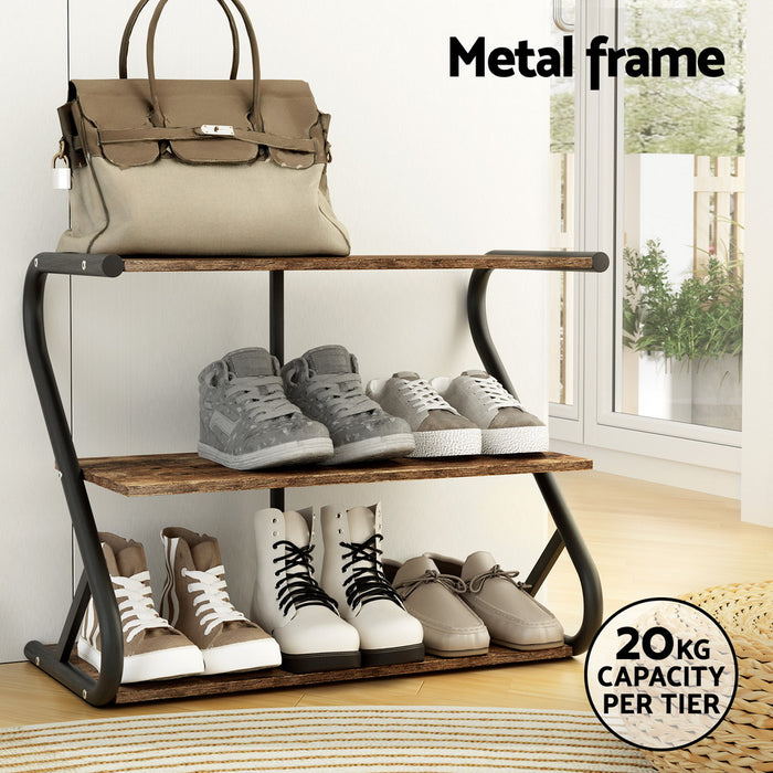 Artiss Shoe Rack Cabinet Shoe Storage Stand 3 Tiers Black