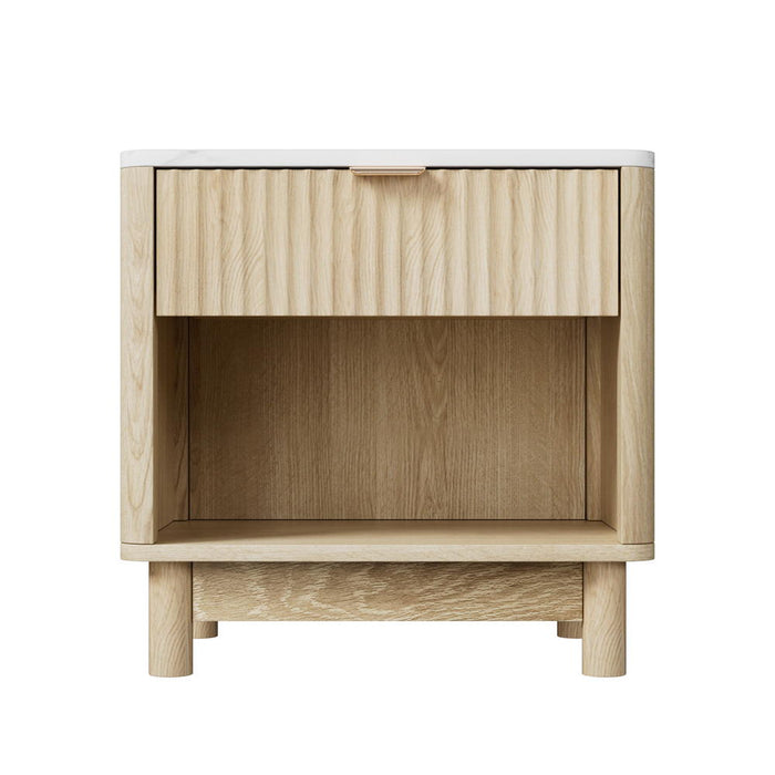 Artiss Bedside Table Nightstand 1 Drawer Shelves Pine