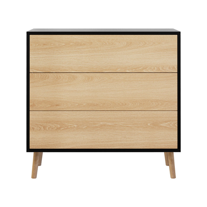 Artiss 3 Chest of Drawers Dresser Table Black&Pine