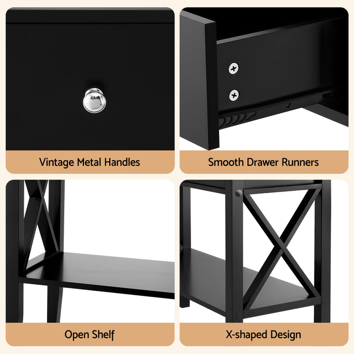 Artiss Console Table 2 Drawers 100CM Black
