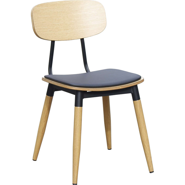 Durafurn Austin Chair - Black PU Vinyl Seat + Natural Backrest