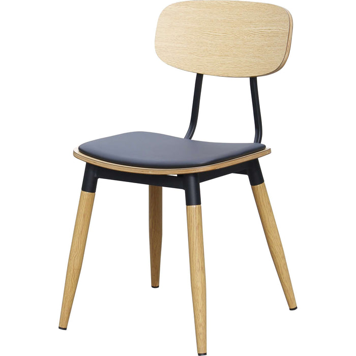 Durafurn Austin Chair - Black PU Vinyl Seat + Natural Backrest