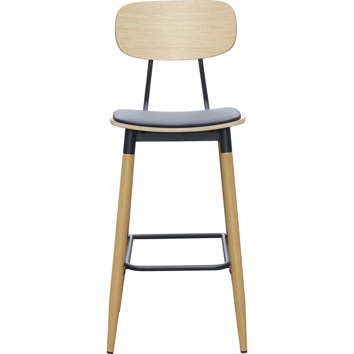 Durafurn Austin Barstool - Black PU Vinyl Seat + Natural Backrest
