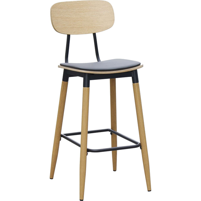 Durafurn Austin Barstool - Black PU Vinyl Seat + Natural Backrest