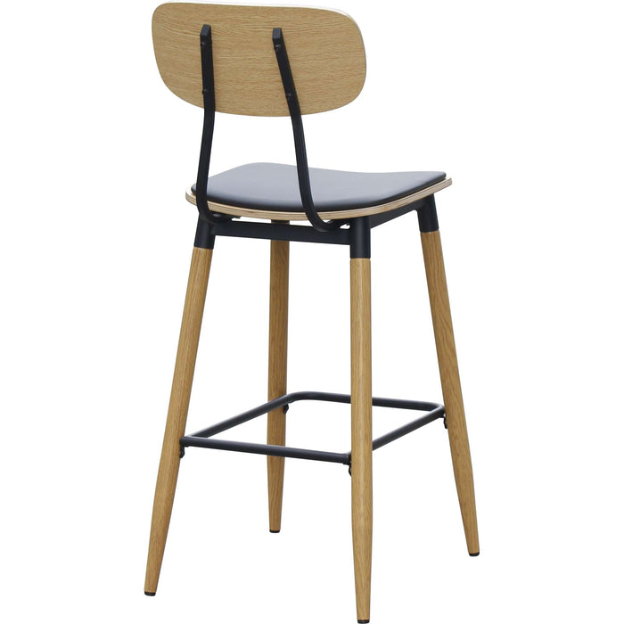 Durafurn Austin Barstool - Black PU Vinyl Seat + Natural Backrest
