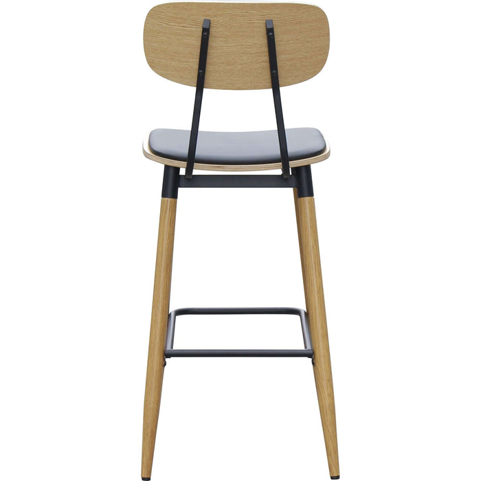 Durafurn Austin Barstool - Black PU Vinyl Seat + Natural Backrest
