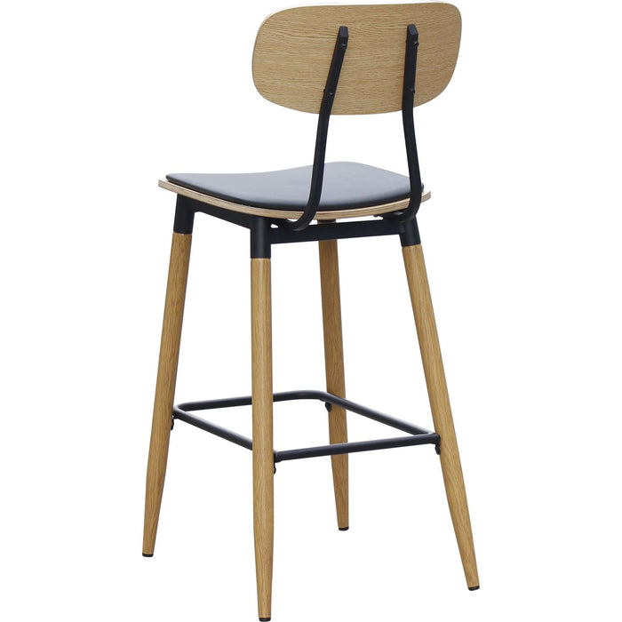 Durafurn Austin Barstool - Black PU Vinyl Seat + Natural Backrest