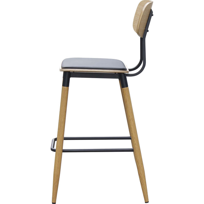 Durafurn Austin Barstool - Black PU Vinyl Seat + Natural Backrest