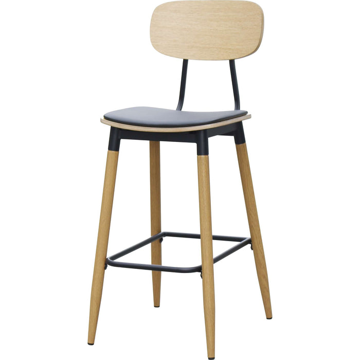 Durafurn Austin Barstool - Black PU Vinyl Seat + Natural Backrest
